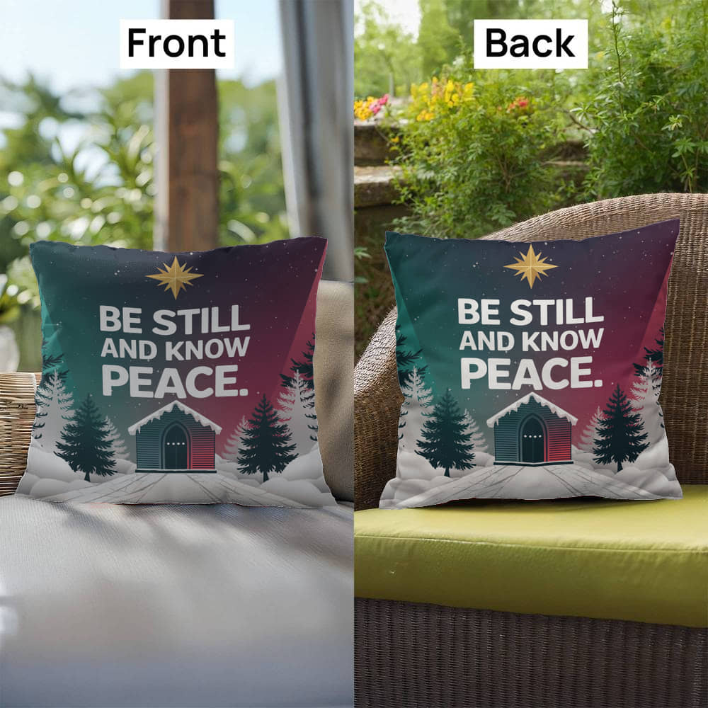 Be Still and Know Peace Throw Pillow - Calm Christmas home décor for mindfulness and reflection