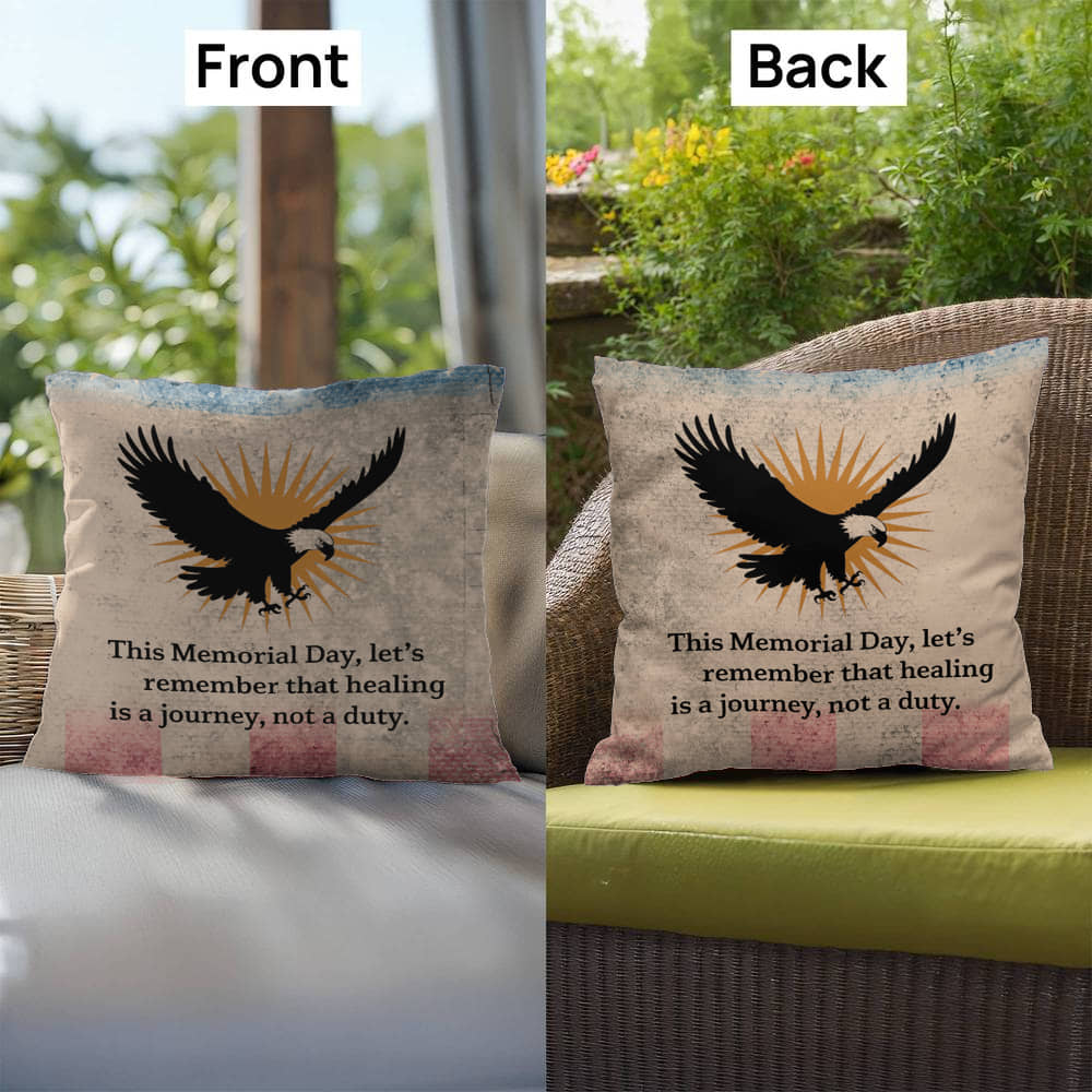 This Memorial Day, Let's Remember Indoor/Outdoor Pillow: Resilient Comfort - Mental Health & Memorial Tribute