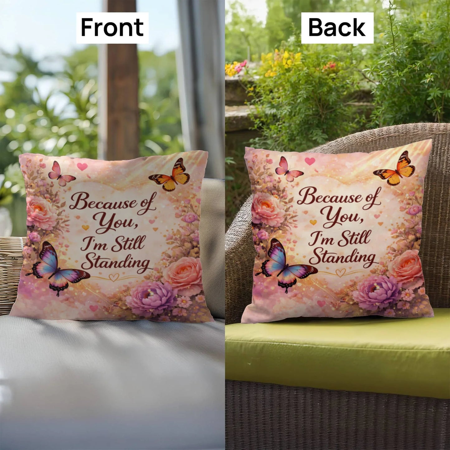 Shop our premium because of you im still standing throw pillow from MySisterIsASurvivor.