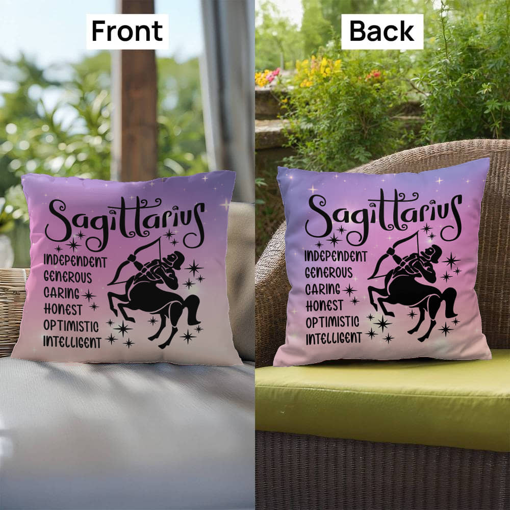 Sagittarius Indoor/Outdoor Pillow – Zodiac Astrology Decor, Boho Accent for Home & Patio
