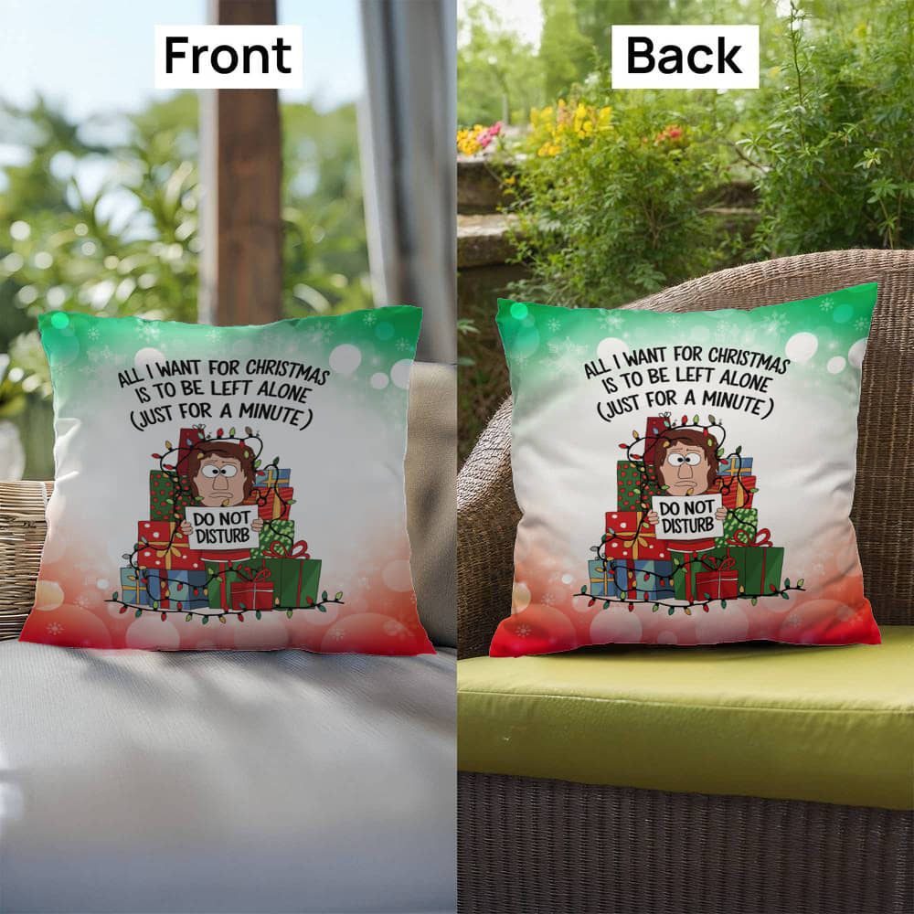 All I Want for Christmas is to Be Left Alone Throw Pillow - Funny Christmas stress relief décor