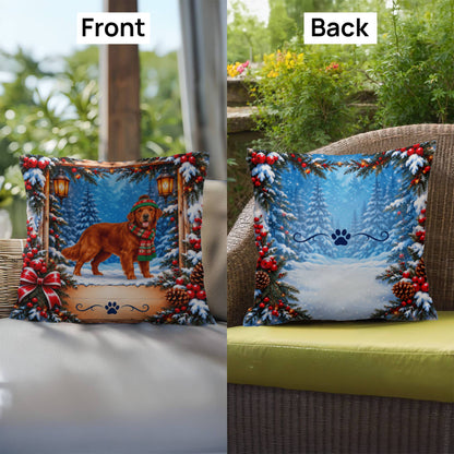Golden Retriever (Red Field Coat) - Personalized Winter Forest Pillow, Custom Dog Name Gift