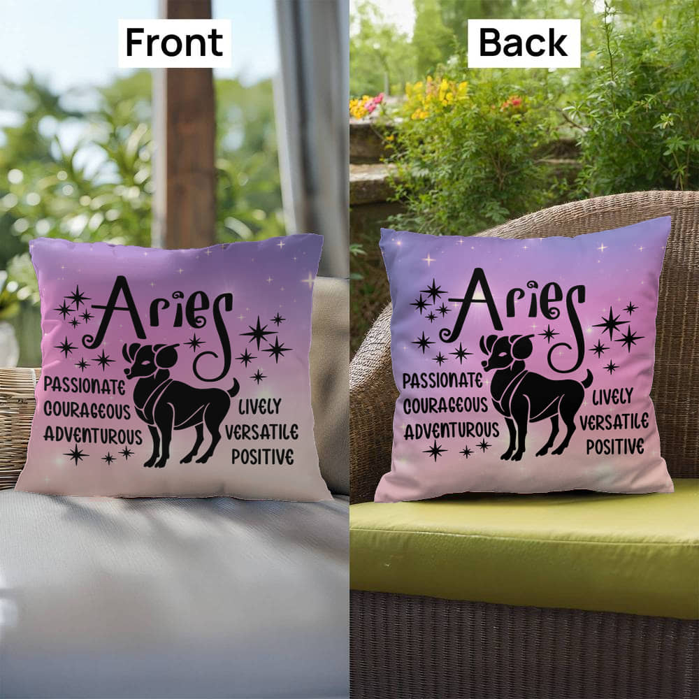 Aries Indoor/Outdoor Pillow – Zodiac Astrology Decor, Boho Accent for Home & Patio