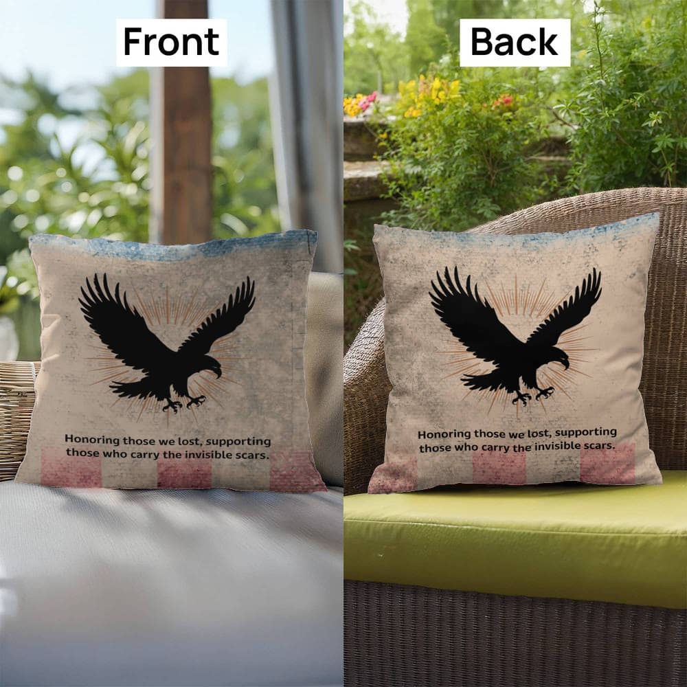Honoring Those We Lost Indoor/Outdoor Pillow: Resilient Comfort - Mental Health & Memorial Tribute