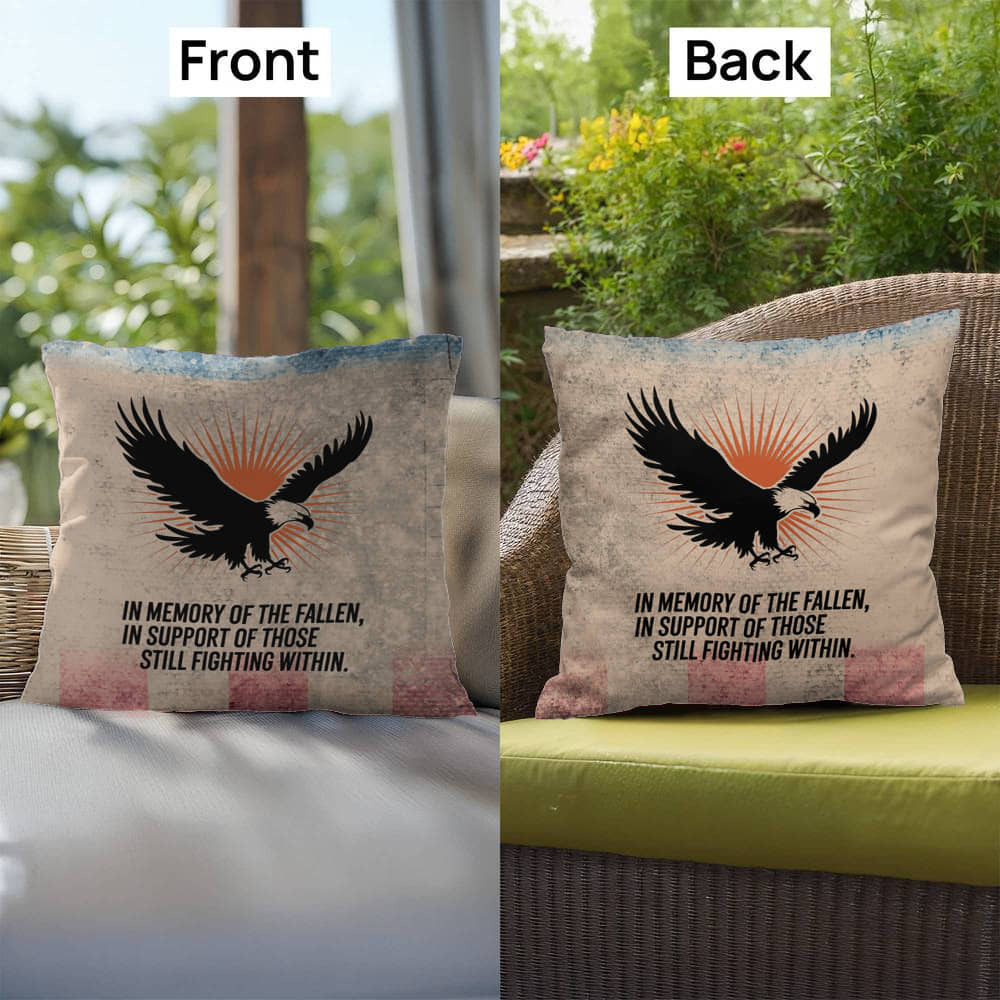 In Memory Of The Fallen Indoor/Outdoor Pillow: Resilient Comfort - Mental Health & Memorial Tribute