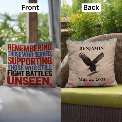 Shop our premium remembering those who served indoor outdoor pillow from MySisterIsASurvivor.