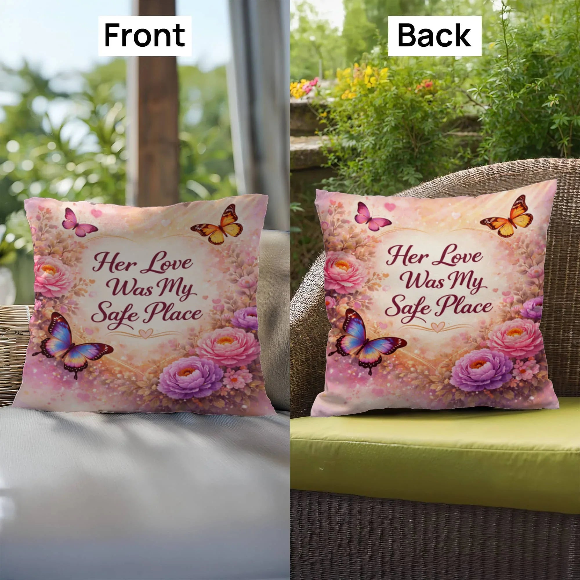 Shop our premium her love was my safe place throw pillow from MySisterIsASurvivor.