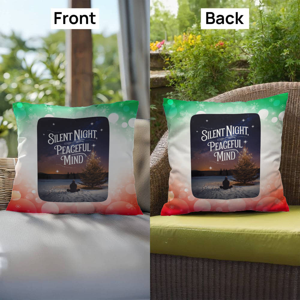 Silent Night, Peaceful Mind Throw Pillow - Calm Christmas holiday home décor decorative pillow