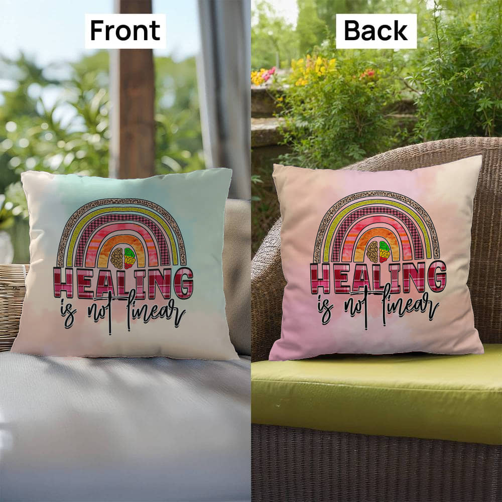 Healing Is Not Linear: Indoor/Outdoor Pillow for Wellness, Style & Stress Relief