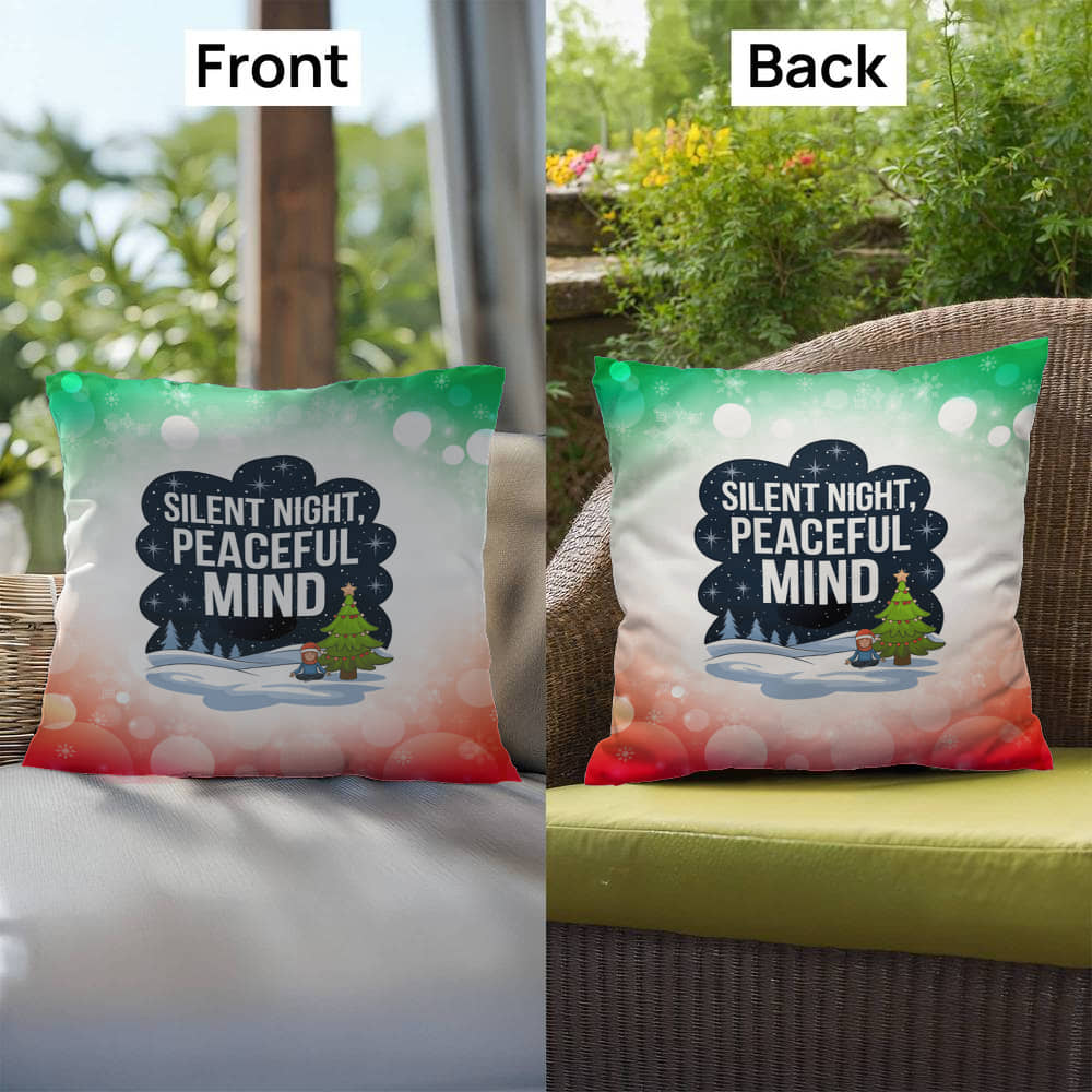 Silent Night, Peaceful Mind Throw Pillow - Holiday mindfulness mental health decorative pillow
