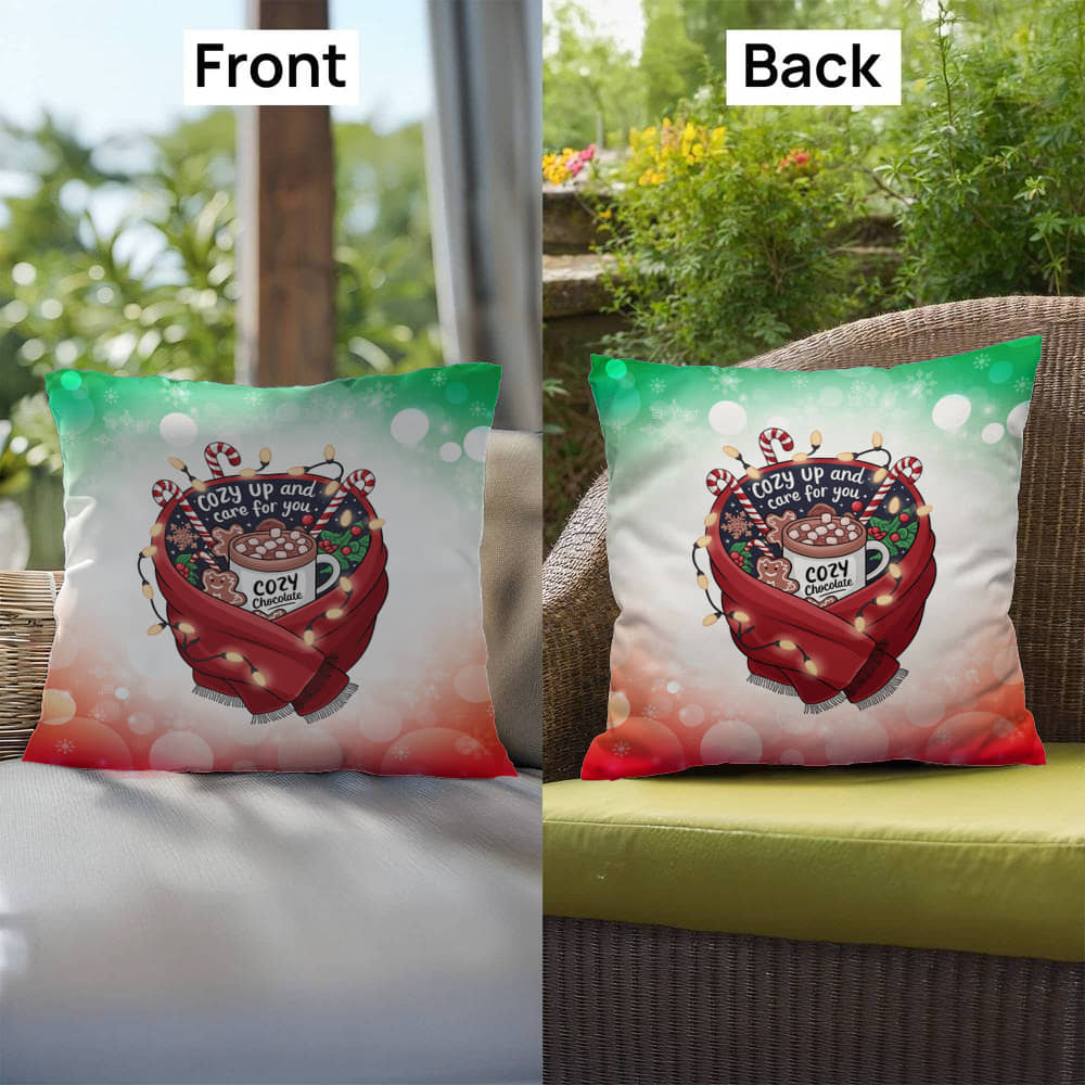 Cozy Up and Care for You Throw Pillow - Relaxing mental health themed holiday throw pillow