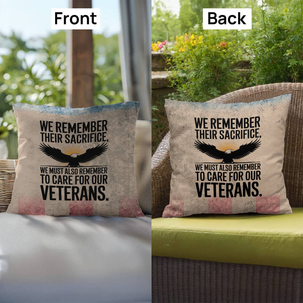 We Remember Their Sacrifice Indoor/Outdoor Pillow: Resilient Comfort - Mental Health & Memorial Tribute