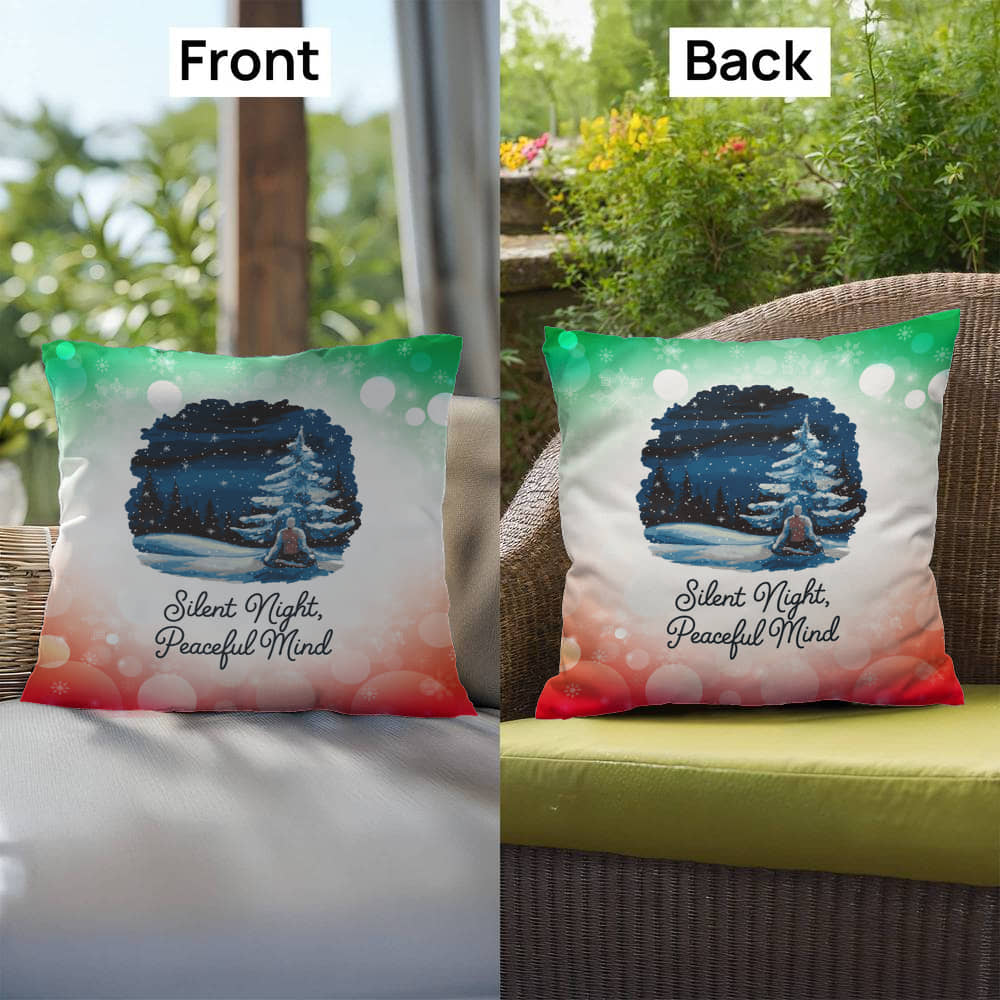 Silent Night, Peaceful Mind Throw Pillow - Christmas serenity cozy decorative throw pillow