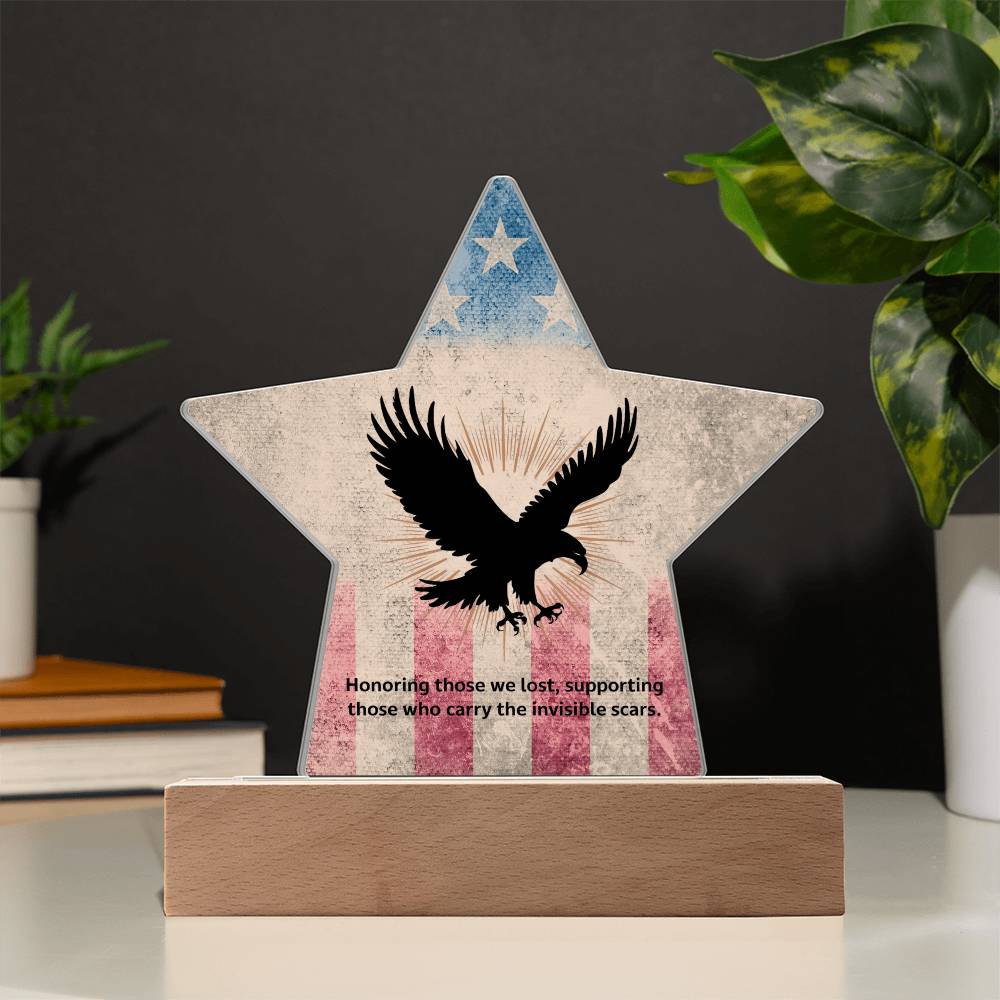 Honoring Those We Lost: Printed Star 7" Acrylic Plaque: Honoring Heroes & Promoting Mental Health Awareness