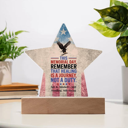Shop our this memorial day lets remember acrylic star plaque featuring the Acrylic Star with LED Corded Base style option from MySisterIsASurvivor.