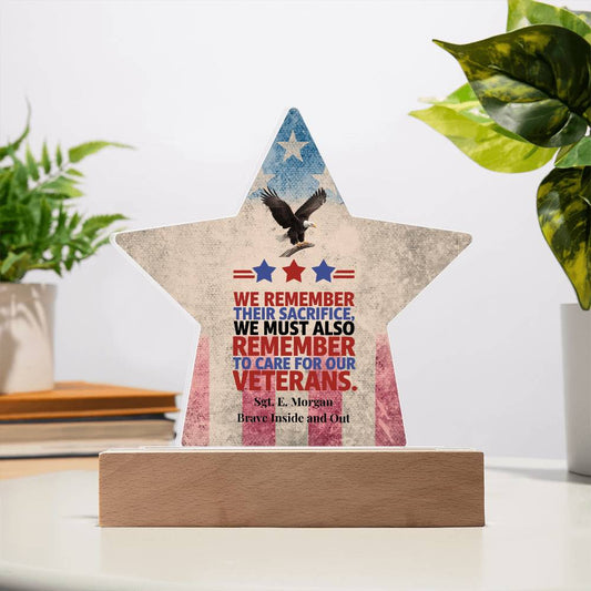 We Remember Their Sacrifice Star Plaque, Custom Memorial Day, PTSD Support - MySisterIsASurvivor