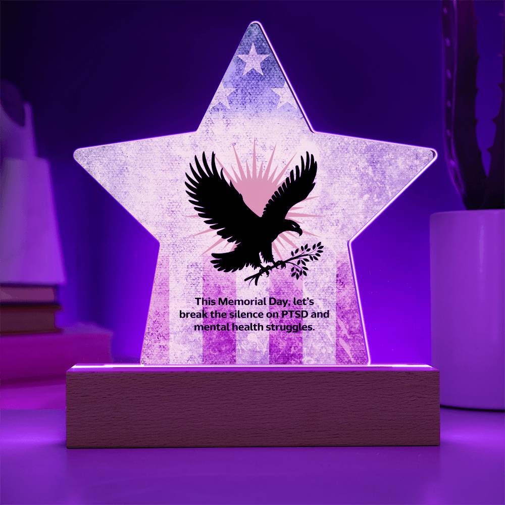 This Memorial Day, Let’s Break The Silence: Printed Star 7" Acrylic Plaque: Honoring Heroes & Promoting Mental Health Awareness