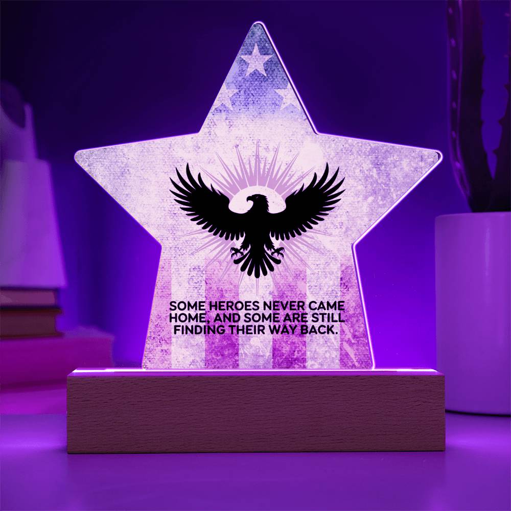 Some Heroes Never Came Home: Printed Star 7" Acrylic Plaque: Honoring Heroes & Promoting Mental Health Awareness