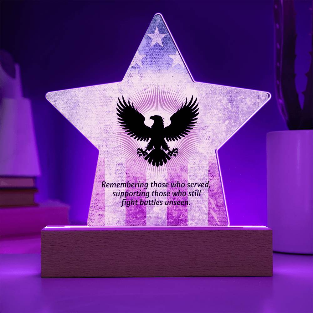 Their Sacrifice Is Remembered: Printed Star 7" Acrylic Plaque: Honoring Heroes & Promoting Mental Health Awareness