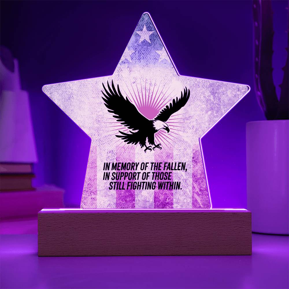 In Memory Of The Fallen: Printed Star 7" Acrylic Plaque: Honoring Heroes & Promoting Mental Health Awareness