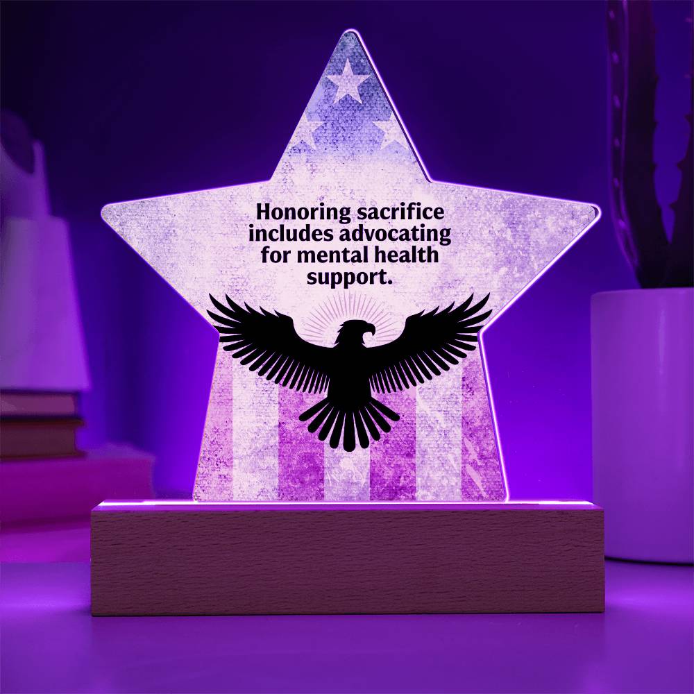 Honoring Sacrifice: Printed Star 7" Acrylic Plaque: Honoring Heroes & Promoting Mental Health Awareness
