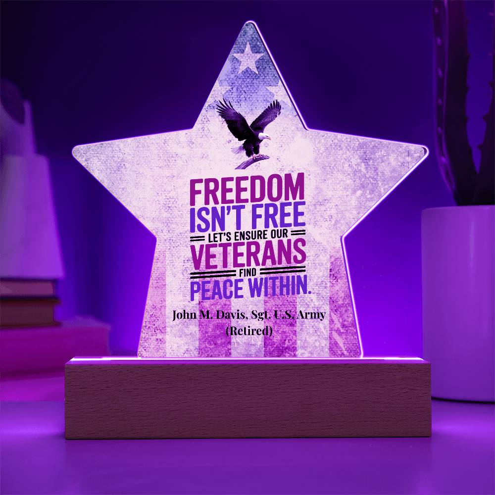 Freedom Isn't Free Star Plaque, Memorial Day & PTSD Support Tribute - MySisterIsASurvivor