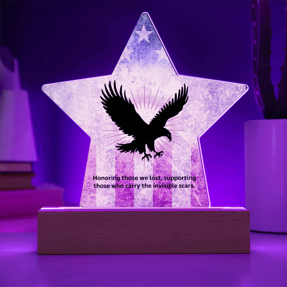Honoring Those We Lost: Printed Star 7" Acrylic Plaque: Honoring Heroes & Promoting Mental Health Awareness