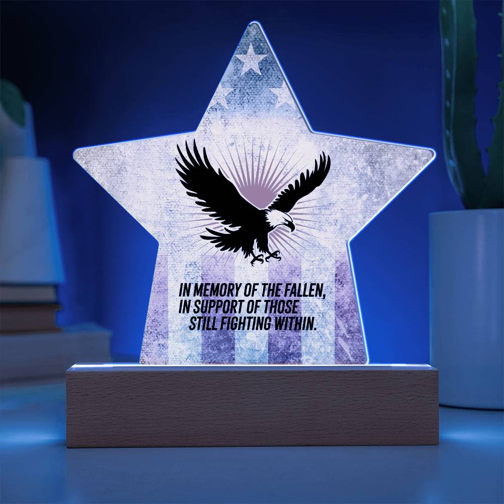 In Memory Of The Fallen: Printed Star 7" Acrylic Plaque: Honoring Heroes & Promoting Mental Health Awareness