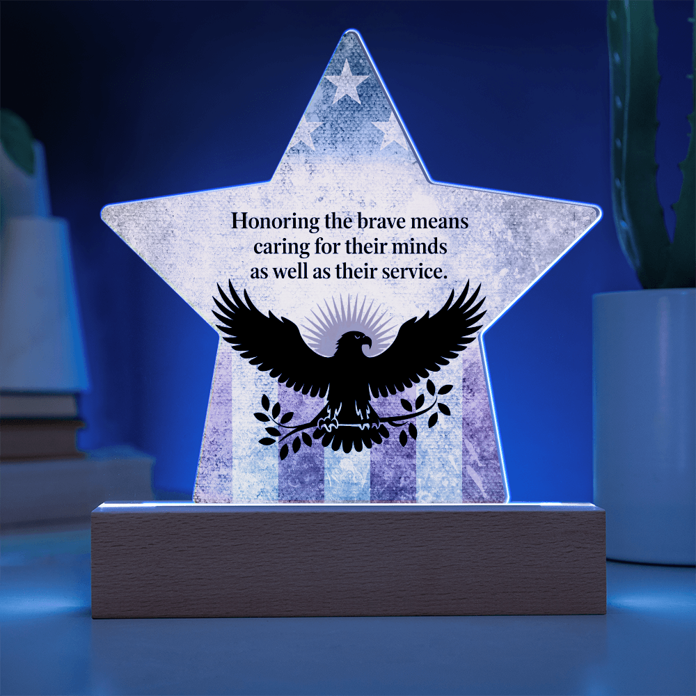 Honoring The Brave: Printed Star 7" Acrylic Plaque: Honoring Heroes & Promoting Mental Health Awareness