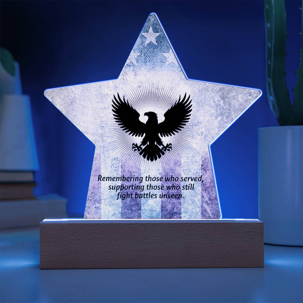Their Sacrifice Is Remembered: Printed Star 7" Acrylic Plaque: Honoring Heroes & Promoting Mental Health Awareness