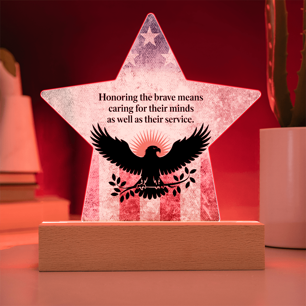 Honoring The Brave: Printed Star 7" Acrylic Plaque: Honoring Heroes & Promoting Mental Health Awareness