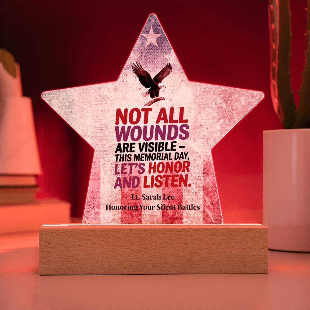 Not All Wounds Are Visible Star Plaque, PTSD Support & Military Tribute - MySisterIsASurvivor