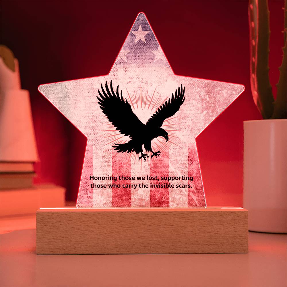 Honoring Those We Lost: Printed Star 7" Acrylic Plaque: Honoring Heroes & Promoting Mental Health Awareness