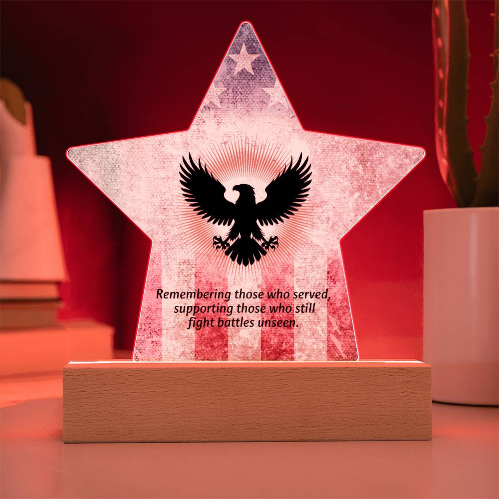 Their Sacrifice Is Remembered: Printed Star 7" Acrylic Plaque: Honoring Heroes & Promoting Mental Health Awareness