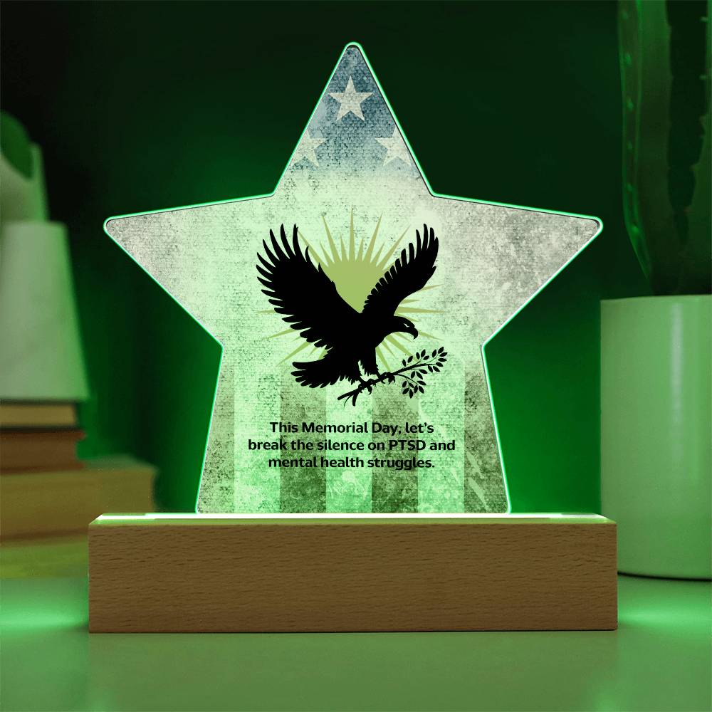 This Memorial Day, Let’s Break The Silence: Printed Star 7" Acrylic Plaque: Honoring Heroes & Promoting Mental Health Awareness