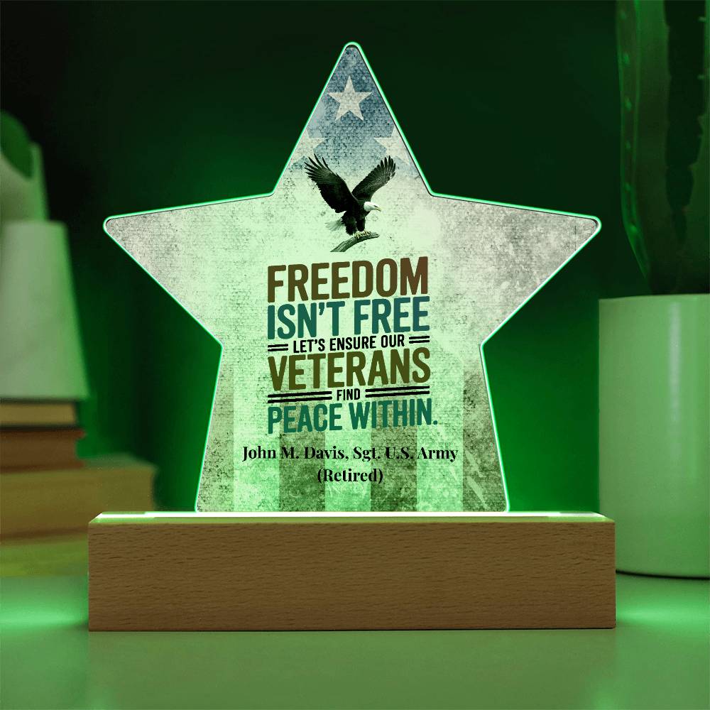Freedom Isn't Free Star Plaque, Memorial Day & PTSD Support Tribute - MySisterIsASurvivor