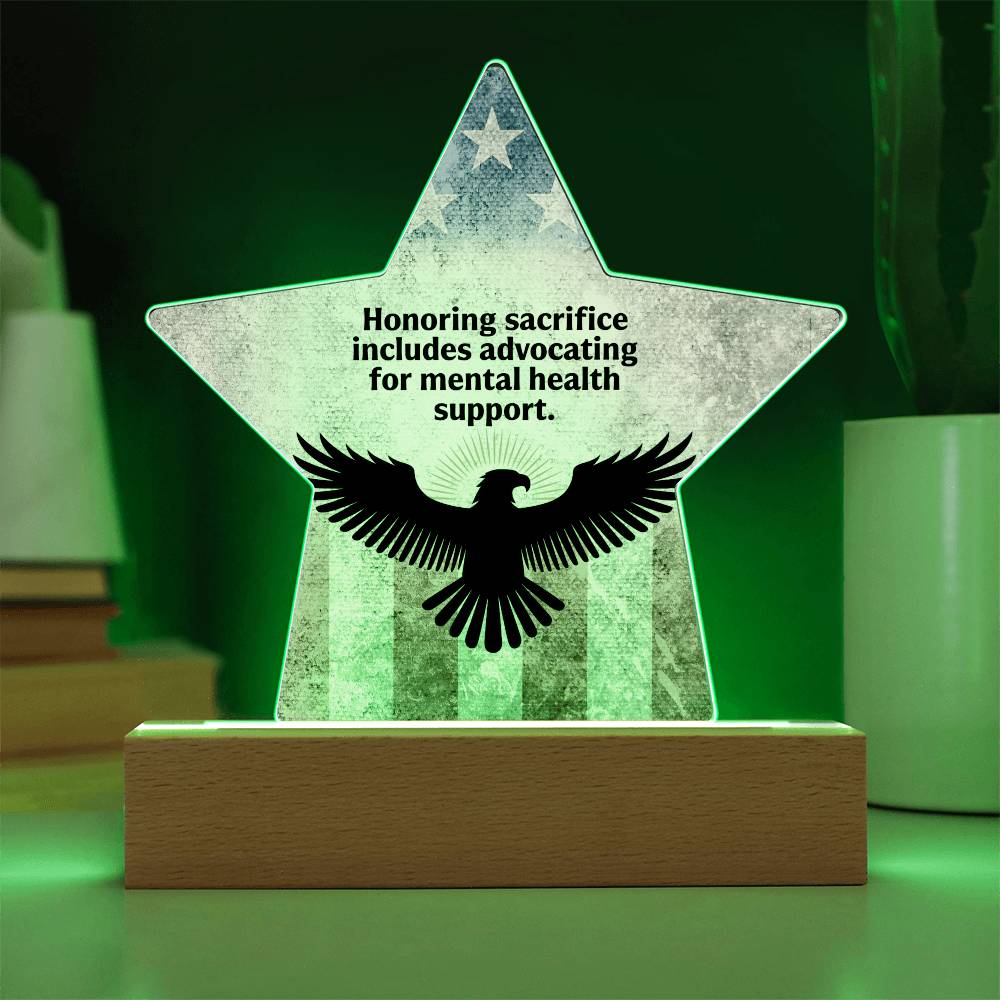 Honoring Sacrifice: Printed Star 7" Acrylic Plaque: Honoring Heroes & Promoting Mental Health Awareness