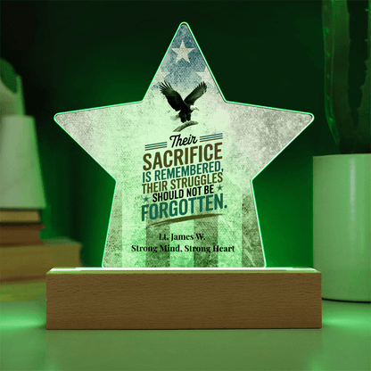 Their Sacrifice Is Remembered Star Plaque, Custom Memorial Day, PTSD Awareness - MySisterIsASurvivor