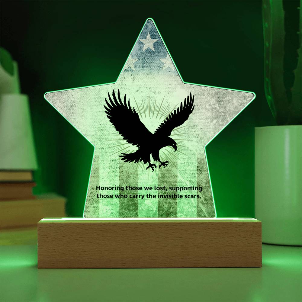 Honoring Those We Lost: Printed Star 7" Acrylic Plaque: Honoring Heroes & Promoting Mental Health Awareness