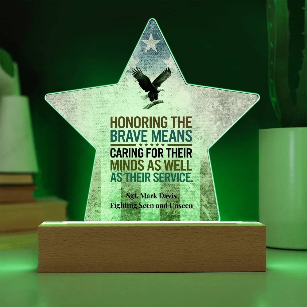Honoring The Brave Star Plaque, Personalized Memorial Day & PTSD Awareness - MySisterIsASurvivor