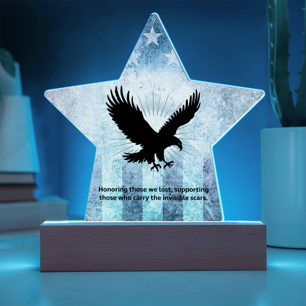 Honoring Those We Lost: Printed Star 7" Acrylic Plaque: Honoring Heroes & Promoting Mental Health Awareness