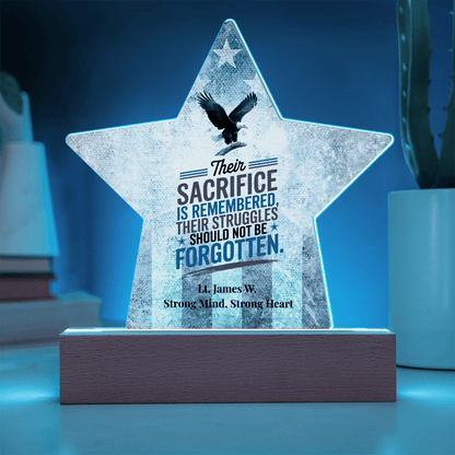 Their Sacrifice Is Remembered Star Plaque, Custom Memorial Day, PTSD Awareness - MySisterIsASurvivor