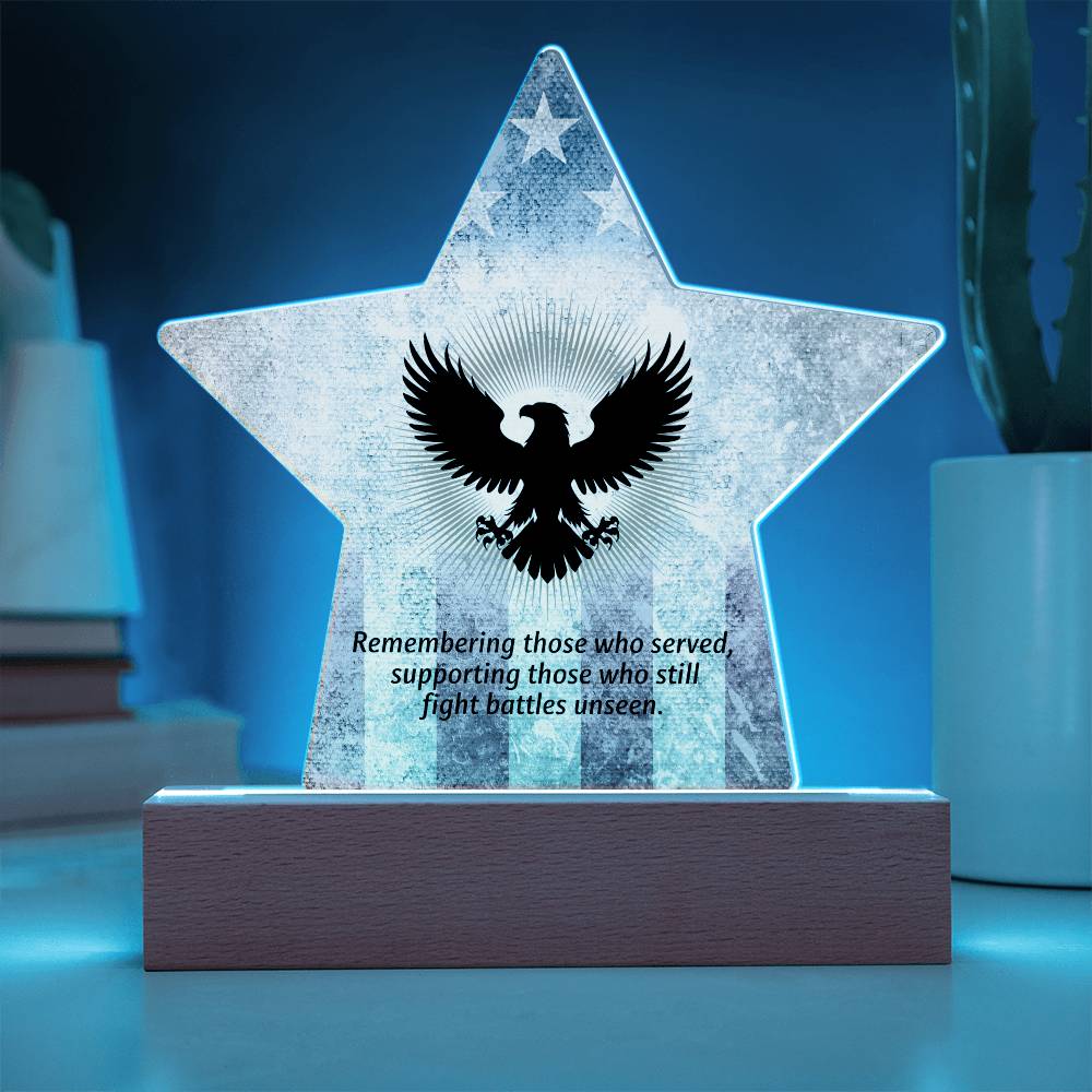 Their Sacrifice Is Remembered: Printed Star 7" Acrylic Plaque: Honoring Heroes & Promoting Mental Health Awareness