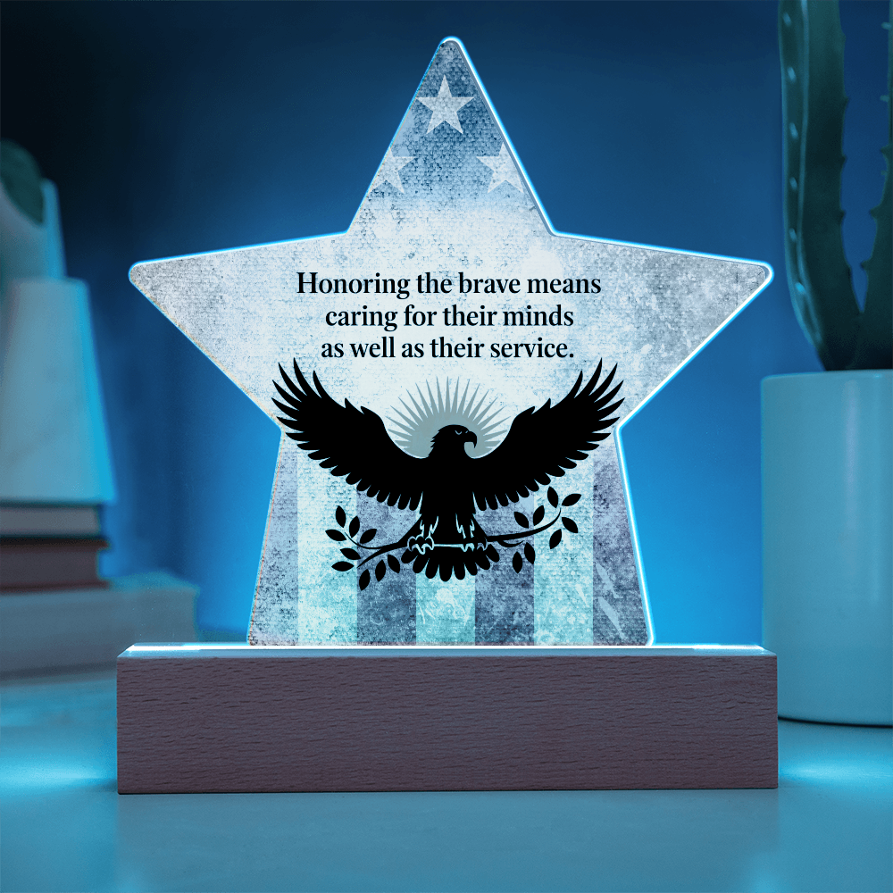 Honoring The Brave: Printed Star 7" Acrylic Plaque: Honoring Heroes & Promoting Mental Health Awareness