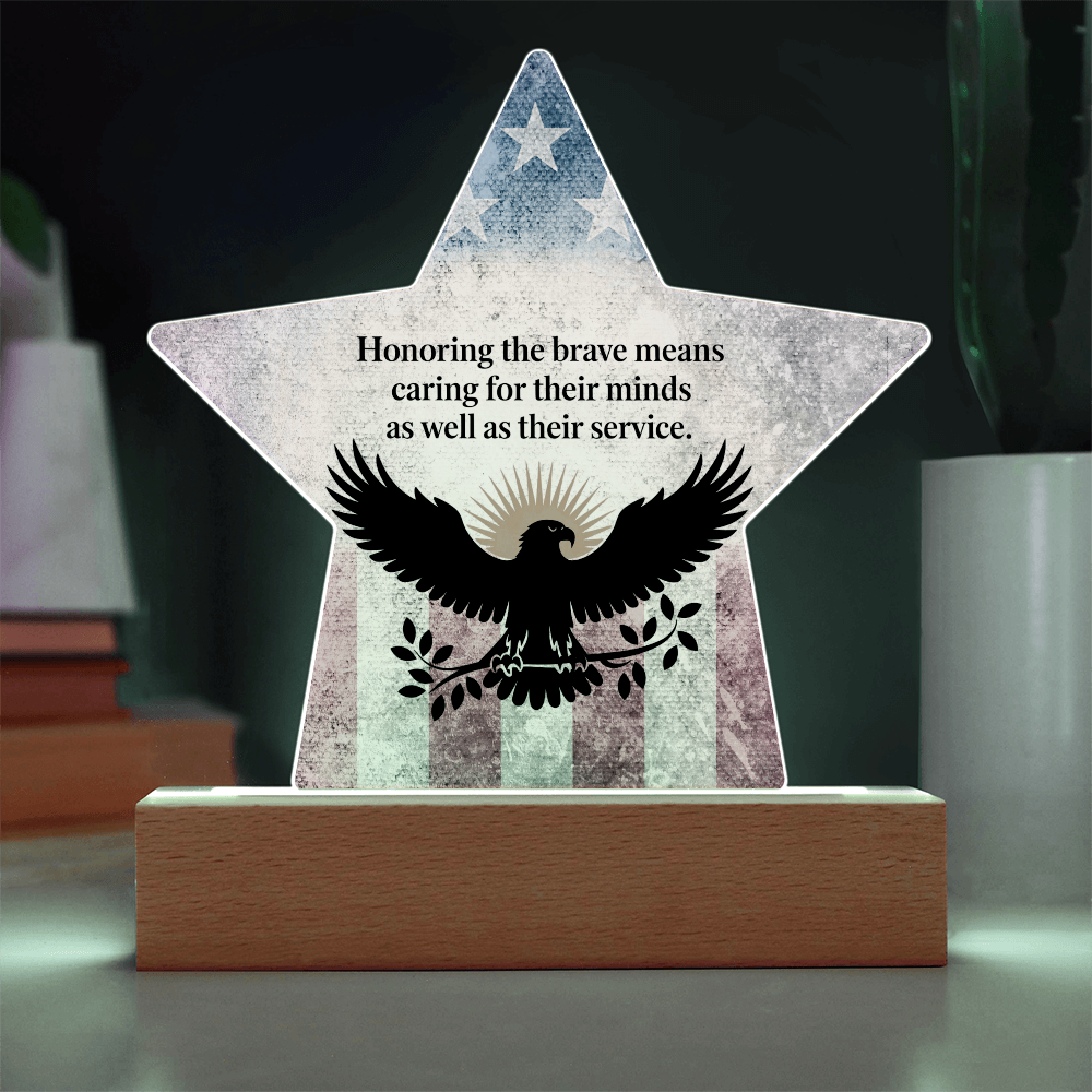 Honoring The Brave: Printed Star 7" Acrylic Plaque: Honoring Heroes & Promoting Mental Health Awareness