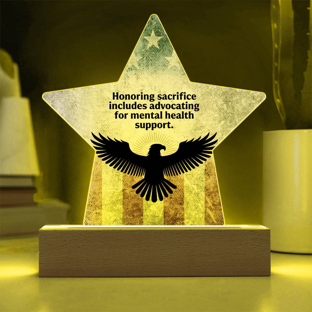 Honoring Sacrifice: Printed Star 7" Acrylic Plaque: Honoring Heroes & Promoting Mental Health Awareness