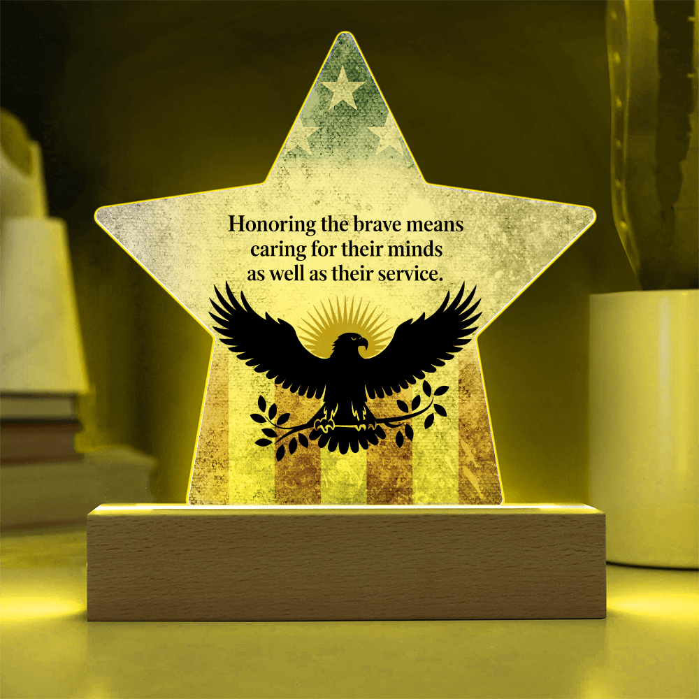 Honoring The Brave: Printed Star 7" Acrylic Plaque: Honoring Heroes & Promoting Mental Health Awareness