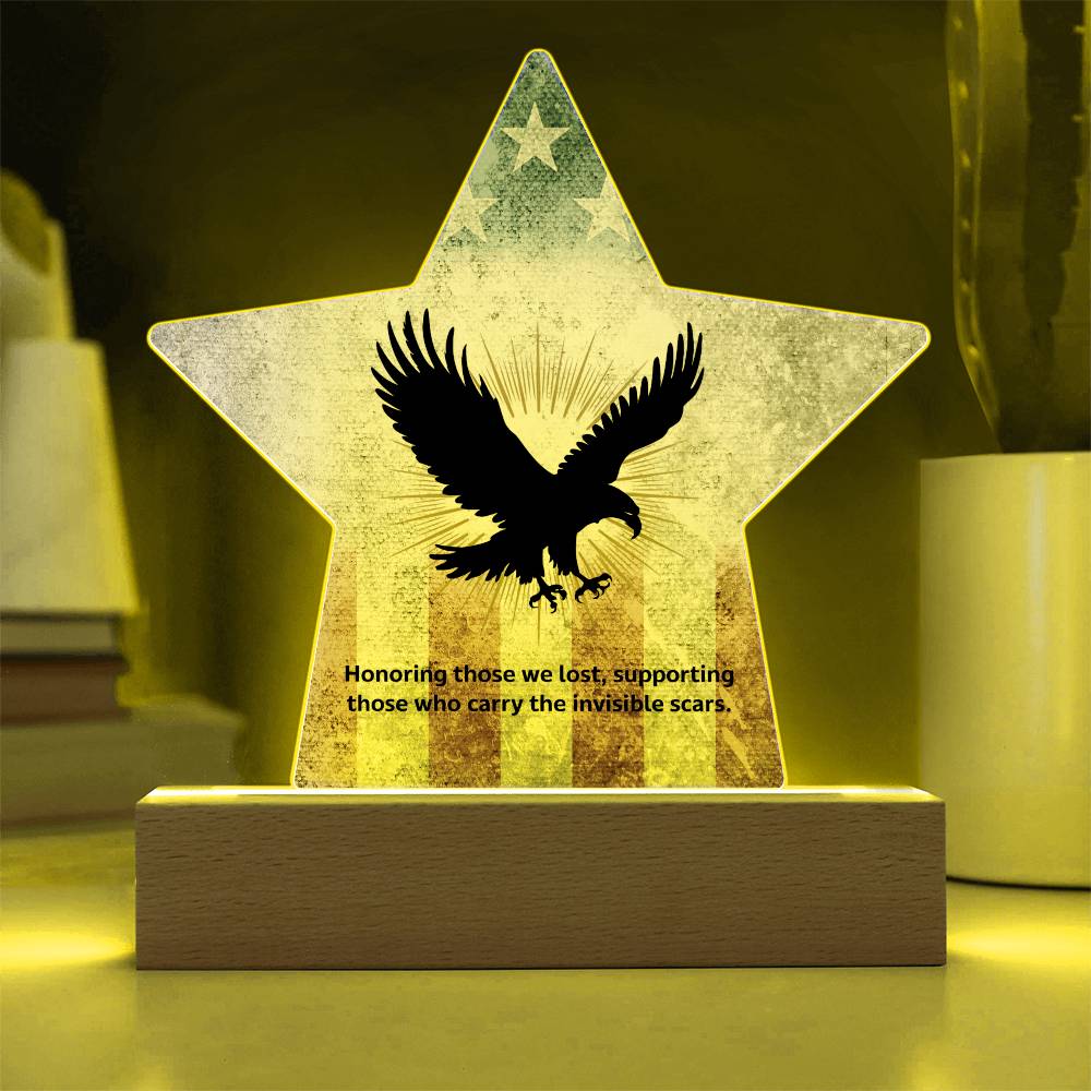 Honoring Those We Lost: Printed Star 7" Acrylic Plaque: Honoring Heroes & Promoting Mental Health Awareness