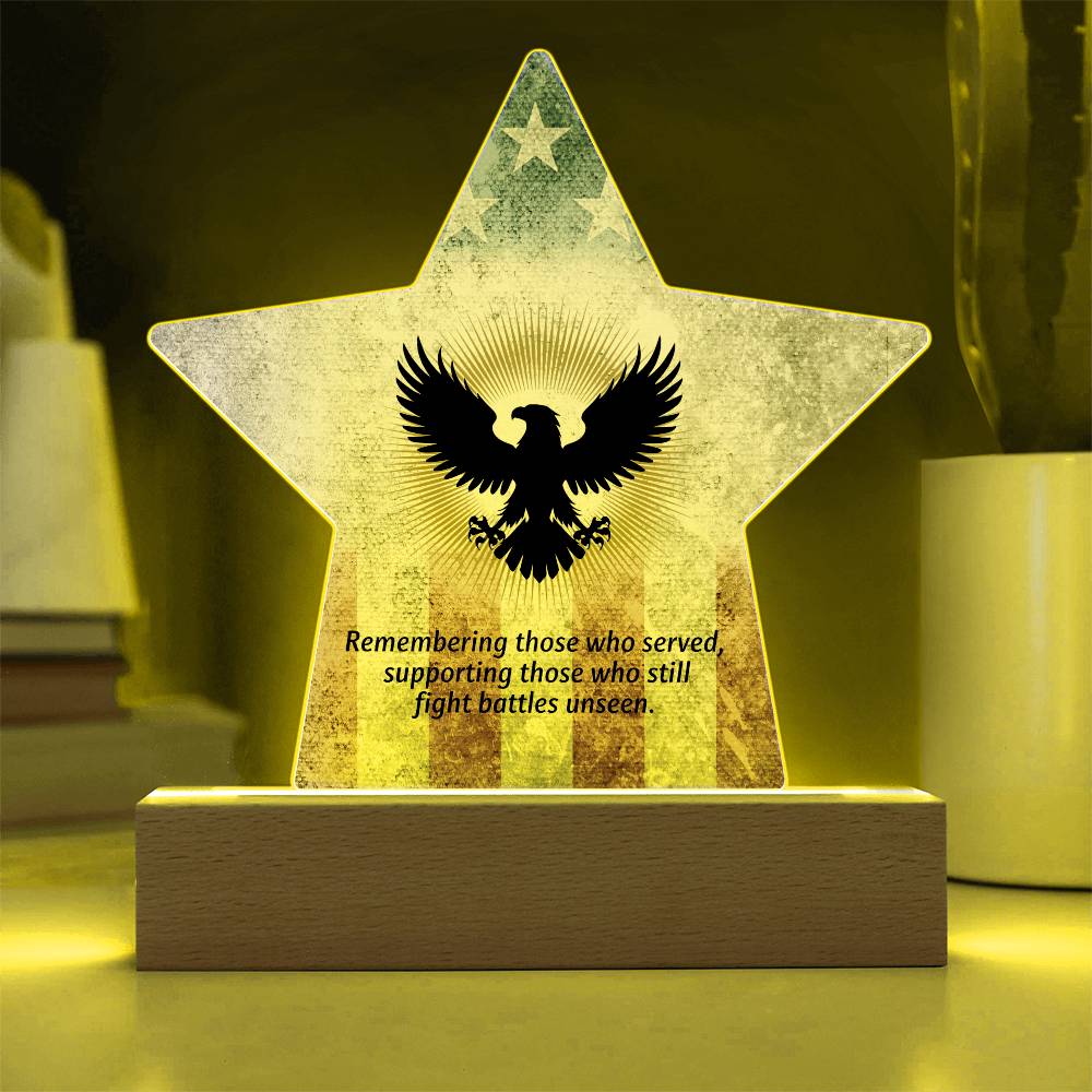 Their Sacrifice Is Remembered: Printed Star 7" Acrylic Plaque: Honoring Heroes & Promoting Mental Health Awareness