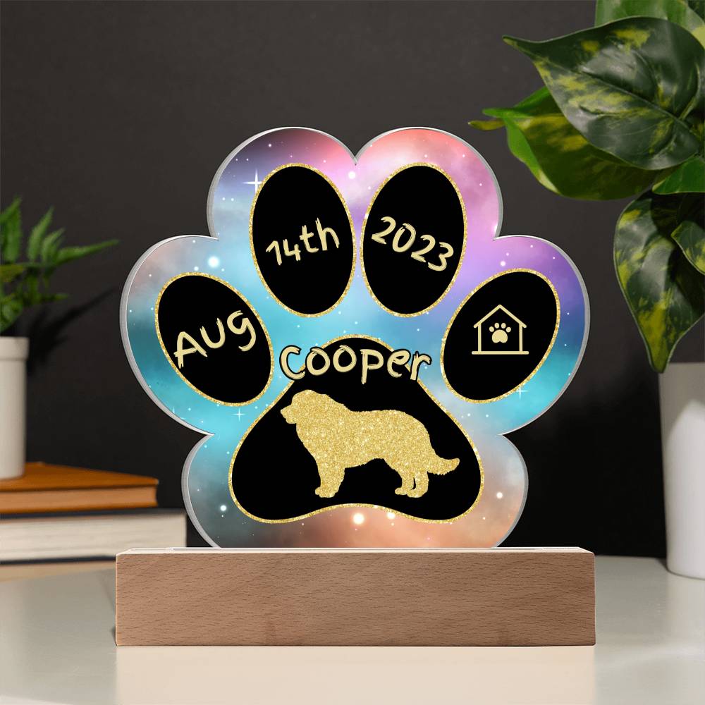 Great Pyrenees - Personalized Dog Gotcha Day 7" Acrylic Paw Print Plaque